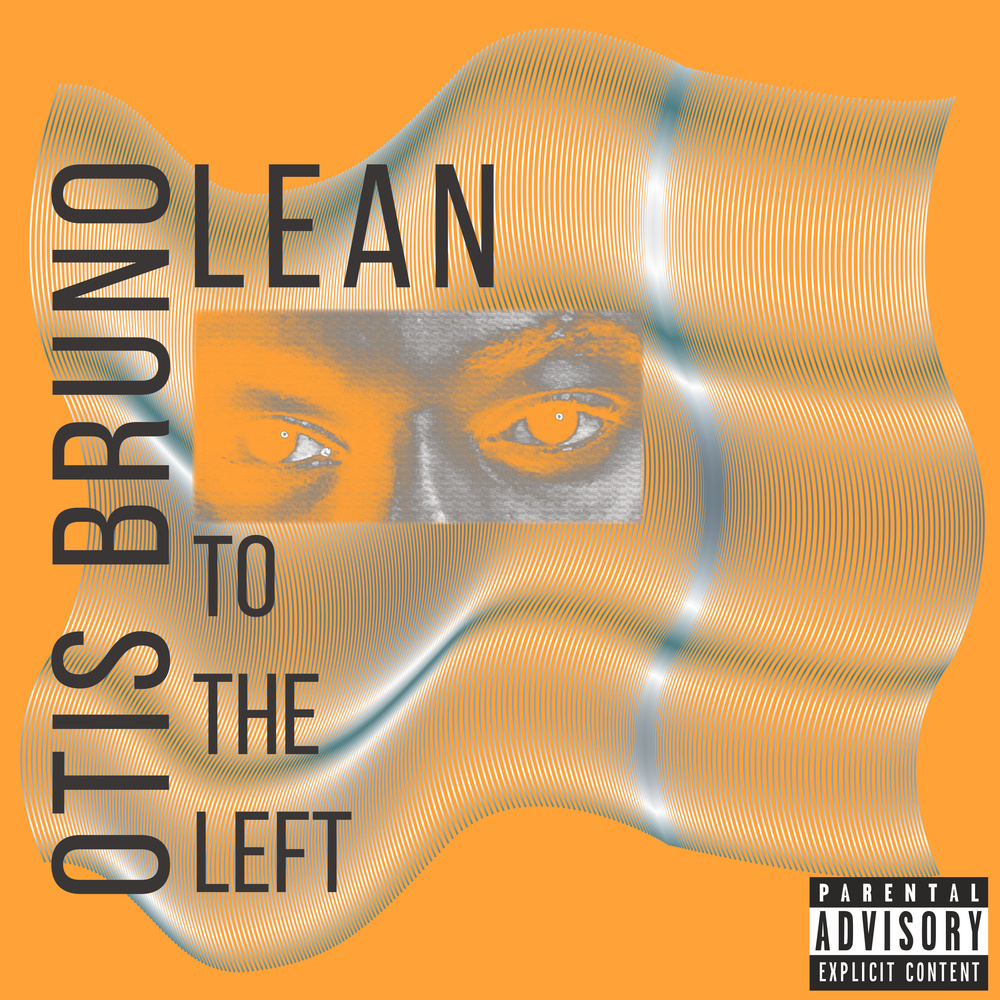 Lean To The Left, a single cover I made for my brother.Features an orange background with a waveform made of chrome wires above that. And above that, the artists eyes.
